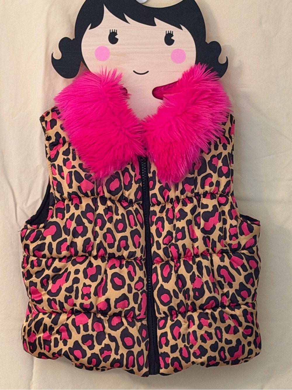 Betsey Johnson Leopard Pink Print Puffer Vest. Sz 4-6 Mo